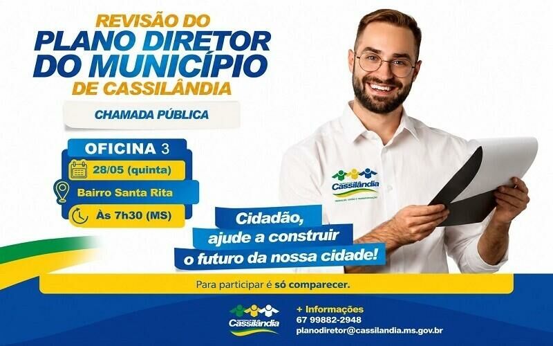 Imagem de compartilhamento para o artigo Prefeitura de Cassilândia realiza nova oficina da revisão do Plano Diretor no Bairro Santa Rita da MS Todo dia